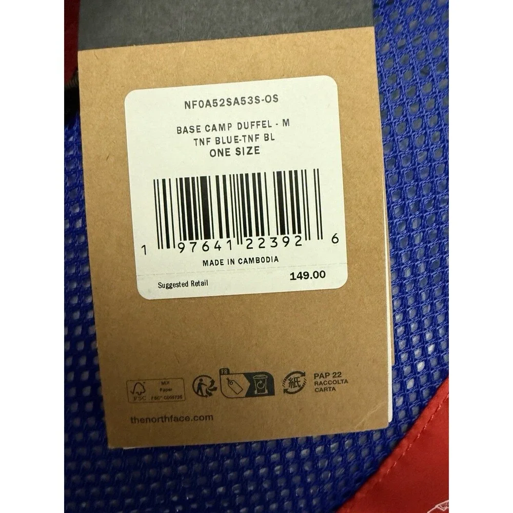 The North Face Base Camp Duffel Bag Medium 71L Travel TNF Blue /Black New $149